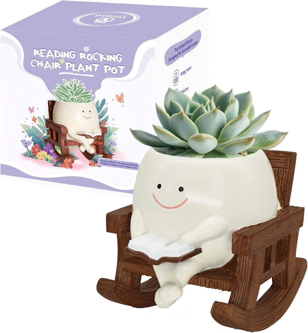 Blumentopf Smiley mit Abflussloch fuer Sukkulenten drinnen und draussen, Kaffee