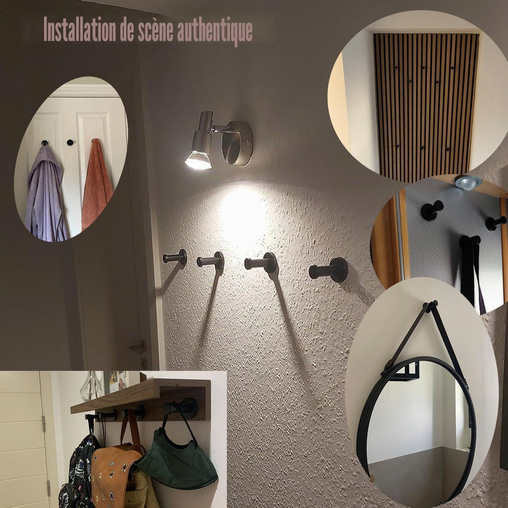 Garderobenhaken Edelstahl schwarz 4er Set Wandhaken 50mm-73mm
