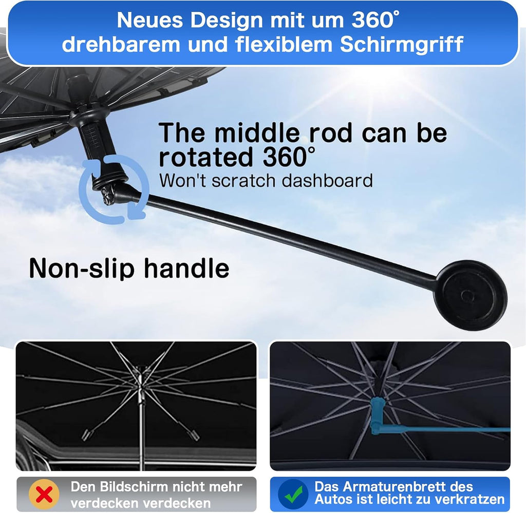 Sonnenschutz Frontscheibe 145x83 cm UV- und Waermeschutz, passend 65cm-83cm