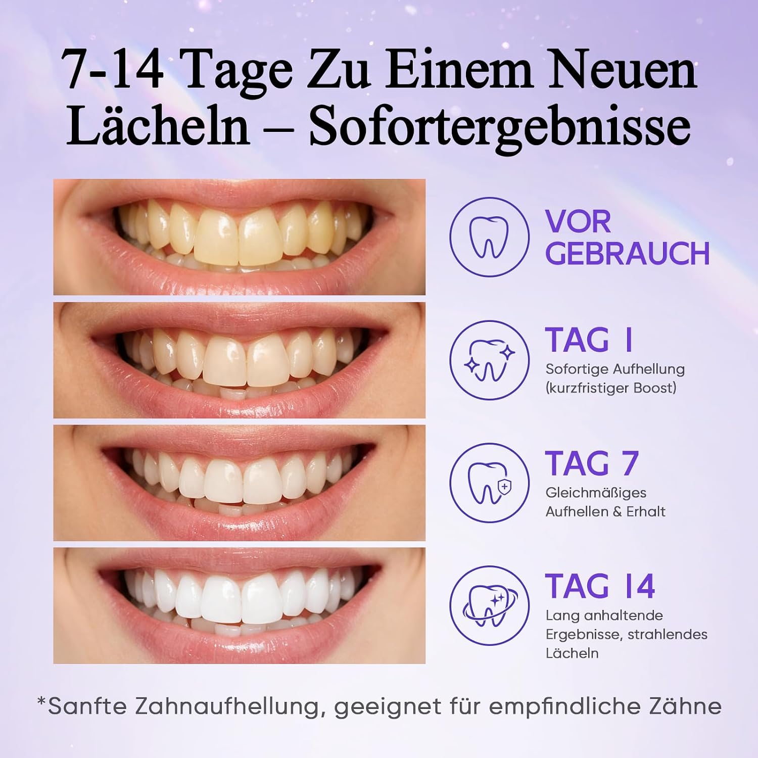 Whitening Strips Zahnaufhellungsstreifen 14 Stueck lila