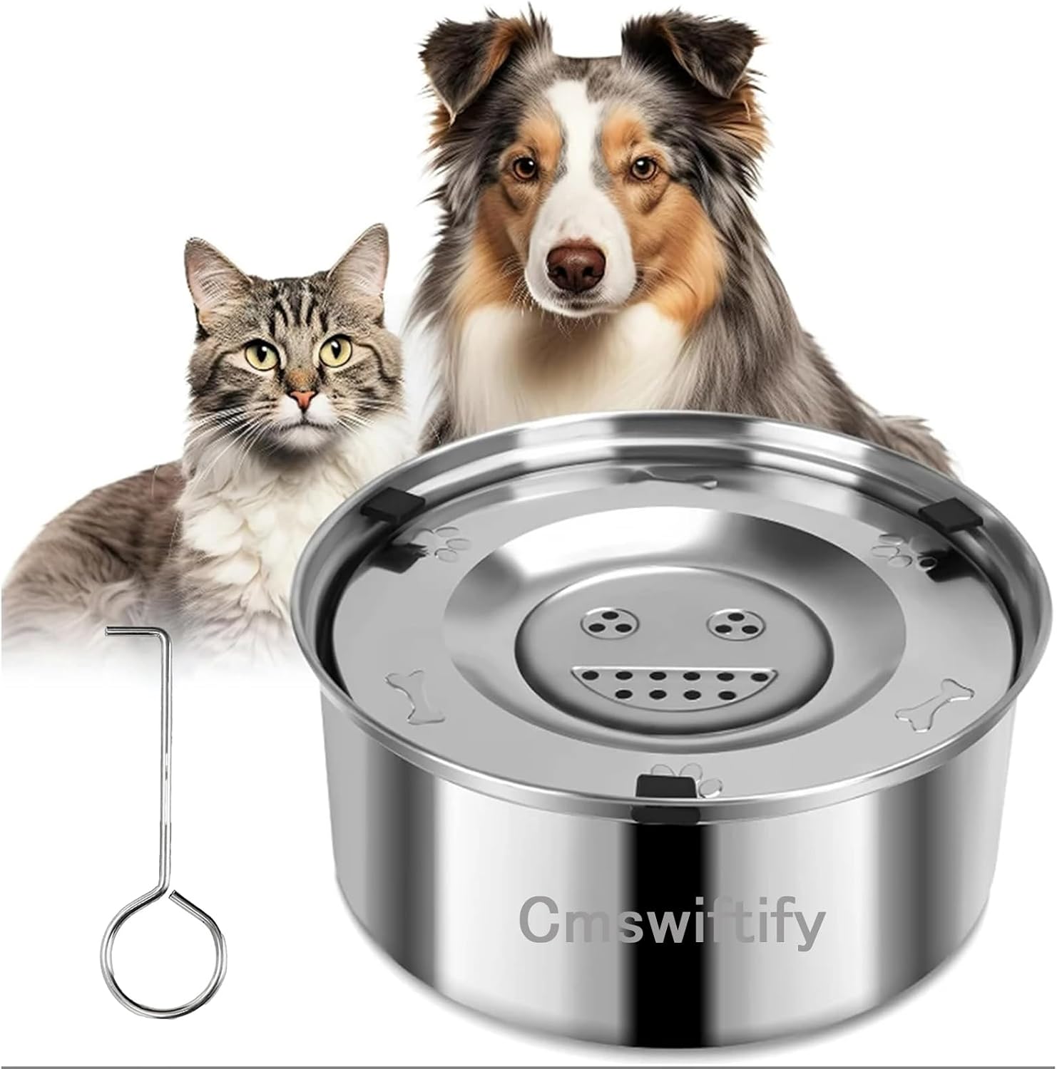 3 L Edelstahl Antischling Napf fuer Hunde Reise Slow Feeder Mittelgrosses