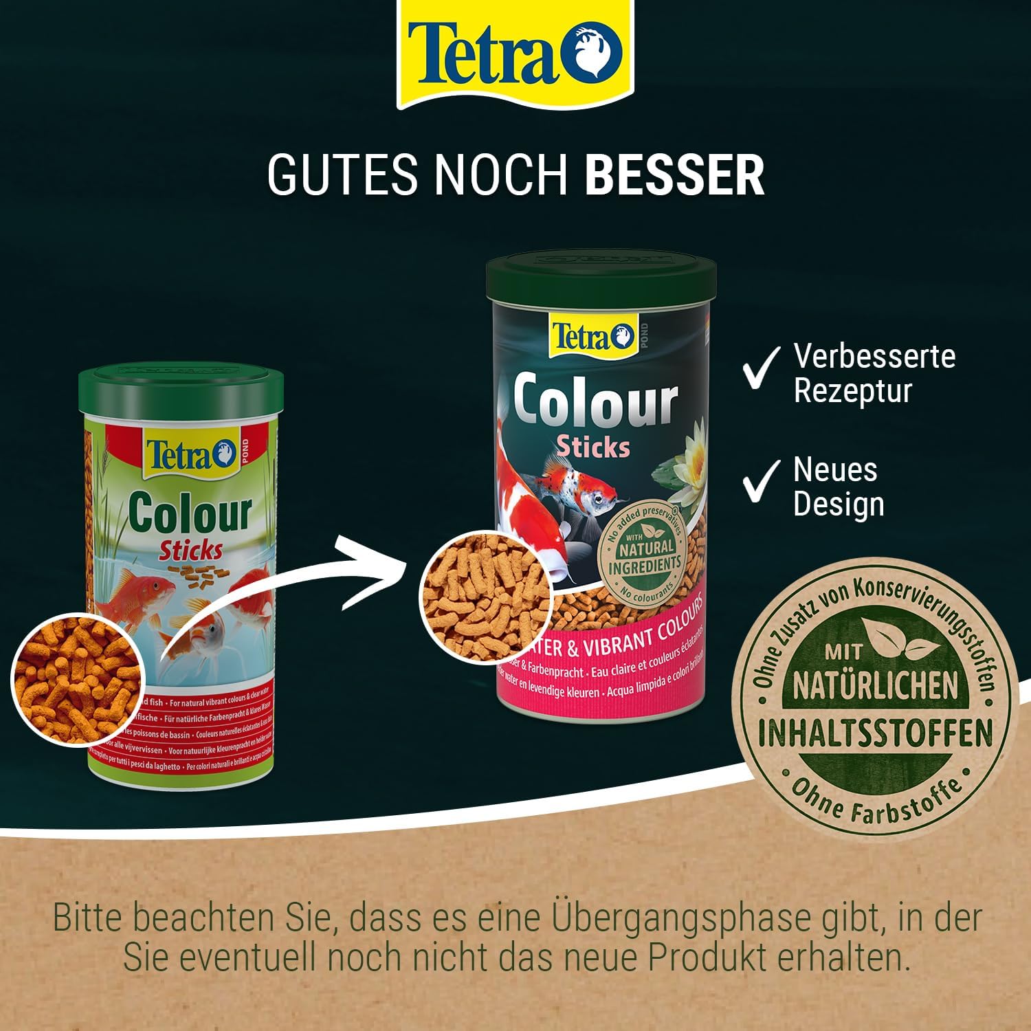 Tetra Pond Colour Sticks Fischfutter Beutel fuer bunte Teichfische