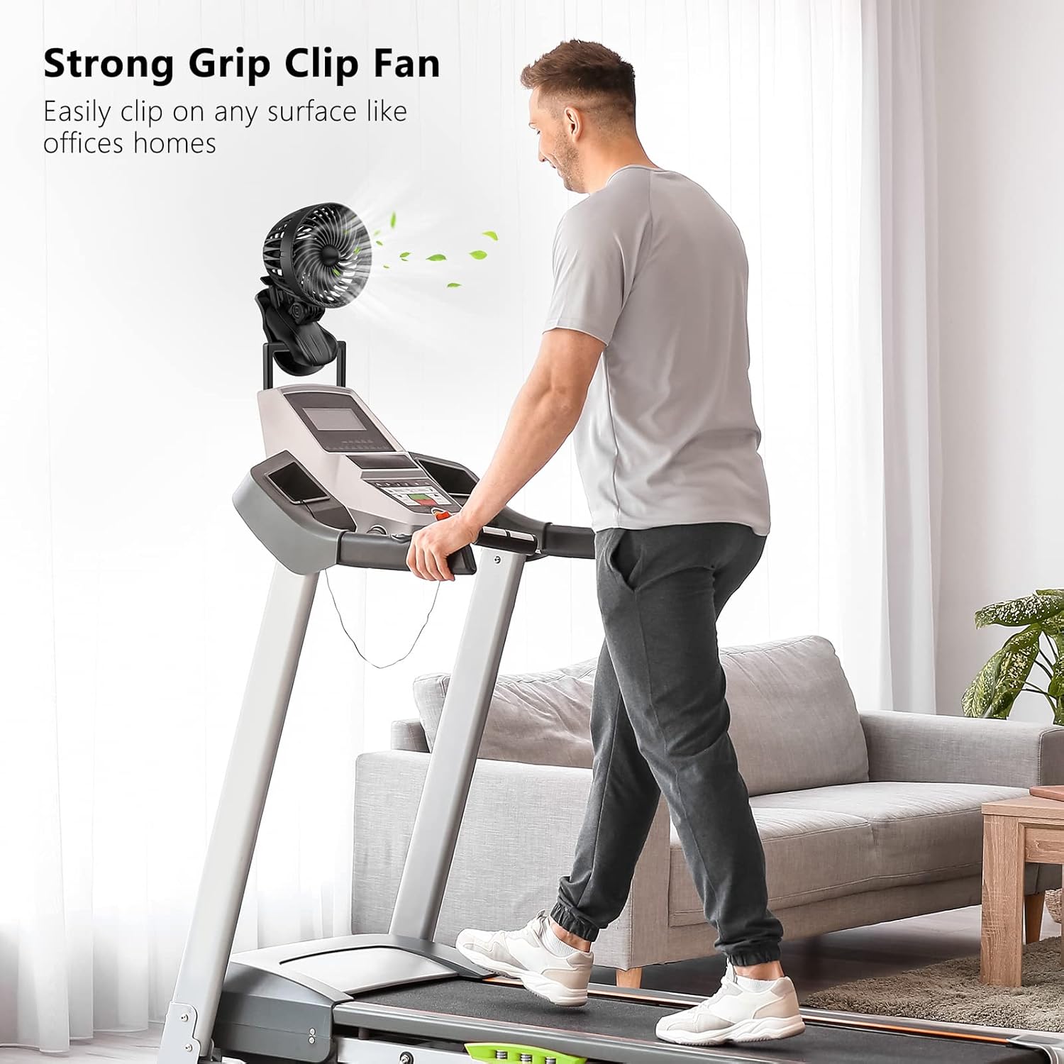 OUILA Mini USB Tischventilator mit Clip 9 Stufen 360° Drehung Schwarz