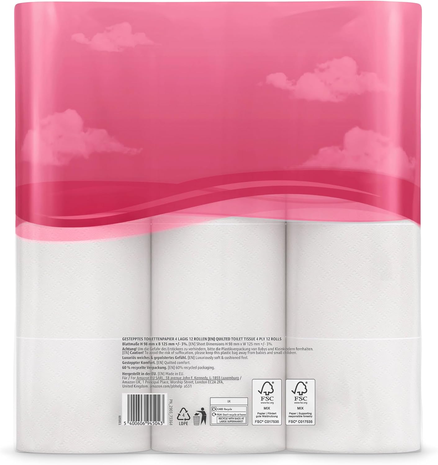 Toilettenpapier 4-lagig 12 Rollen weich Haushaltspapier