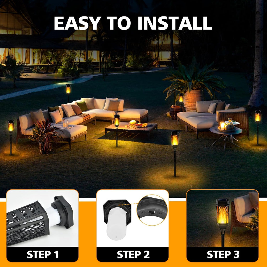 Solarlampen Aussen mit realistischem Flammeneffekt 4er Set IP65 wasserdicht