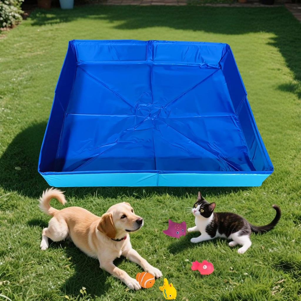 Faltbarer Hundepool 50x50x10 cm aus PVC mit 6 Fischspielzeug fuer kleine Hunde Ka