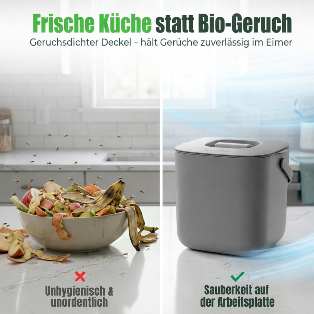 Komposteimer Kueche mit Deckel Biomuelleimer Geruchsdichter Behaelter