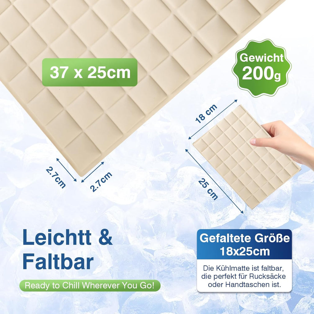 PCM Kuehlmatte fuer Hunde und Katzen 37x25 cm selbstkuehlend Beige