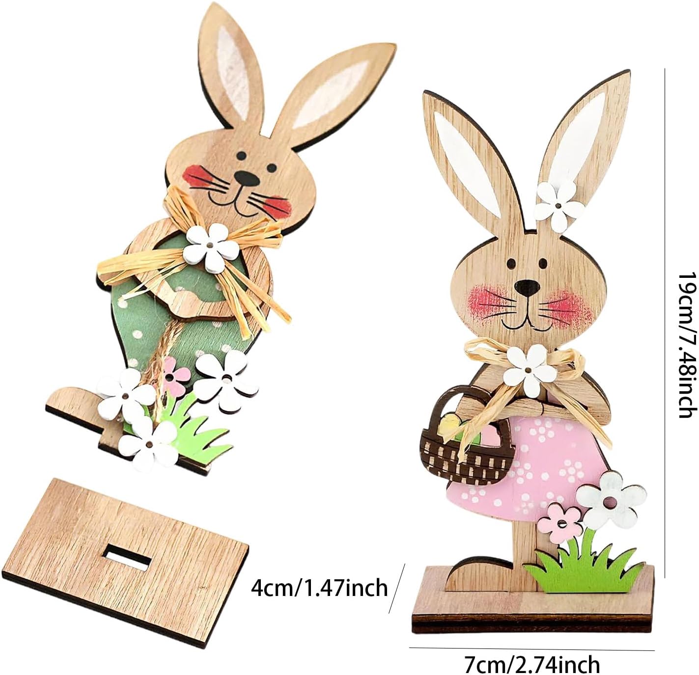 Holz Osterhase Deko Aufsteller 2er Set Fruehlingsdeko Tischdekoration