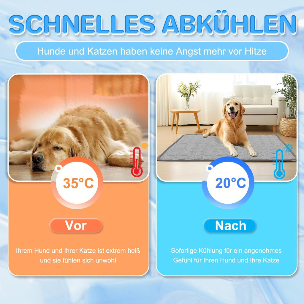 Yanlin Hundekuehlmatte 70x55 cm L grau selbstkuehlend rutschfest waschbar