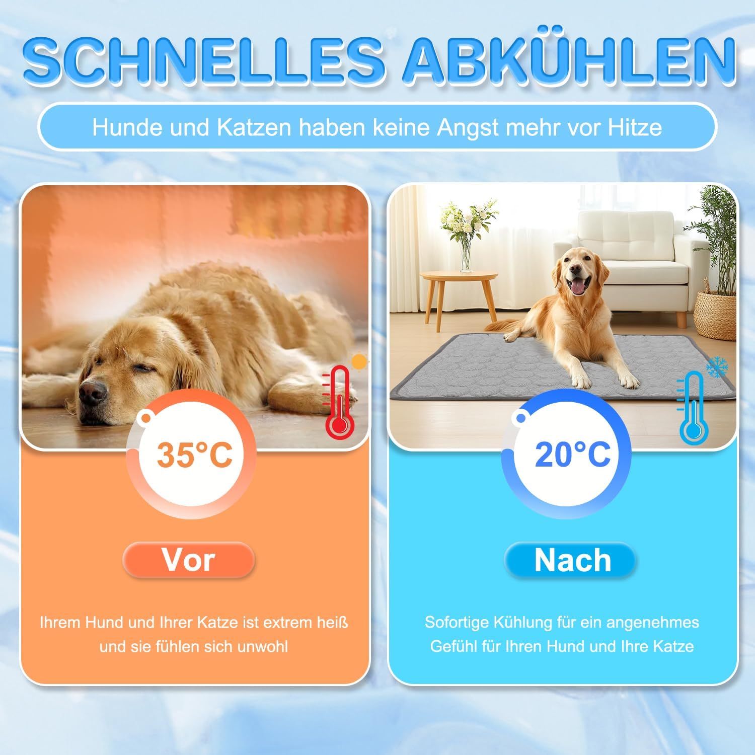 Yanlin Hundekuehlmatte 70x55 cm L grau selbstkuehlend rutschfest waschbar