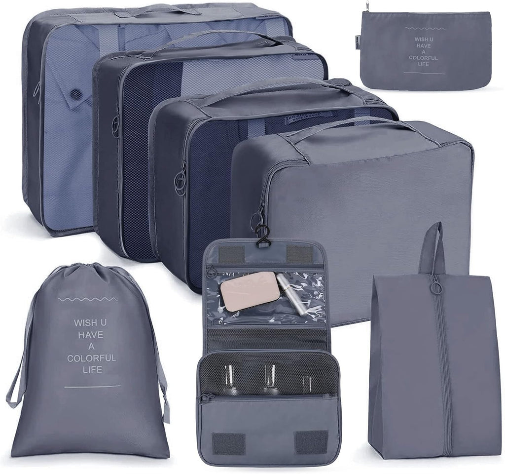 Koffer Organizer Set 8-teilig Reise Packwuerfel Kleider Schuhbeutel