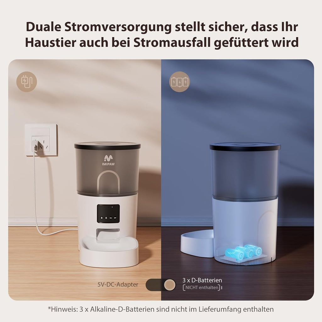 IMIPAW Futterautomat fuer Katzen 3L mit Timer fuer 1 bis 10 Mahlzeiten