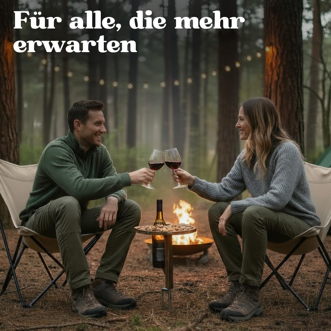 Decozy Life klappbarer Weinhalter aus Massivholz fuer Picknick Camping