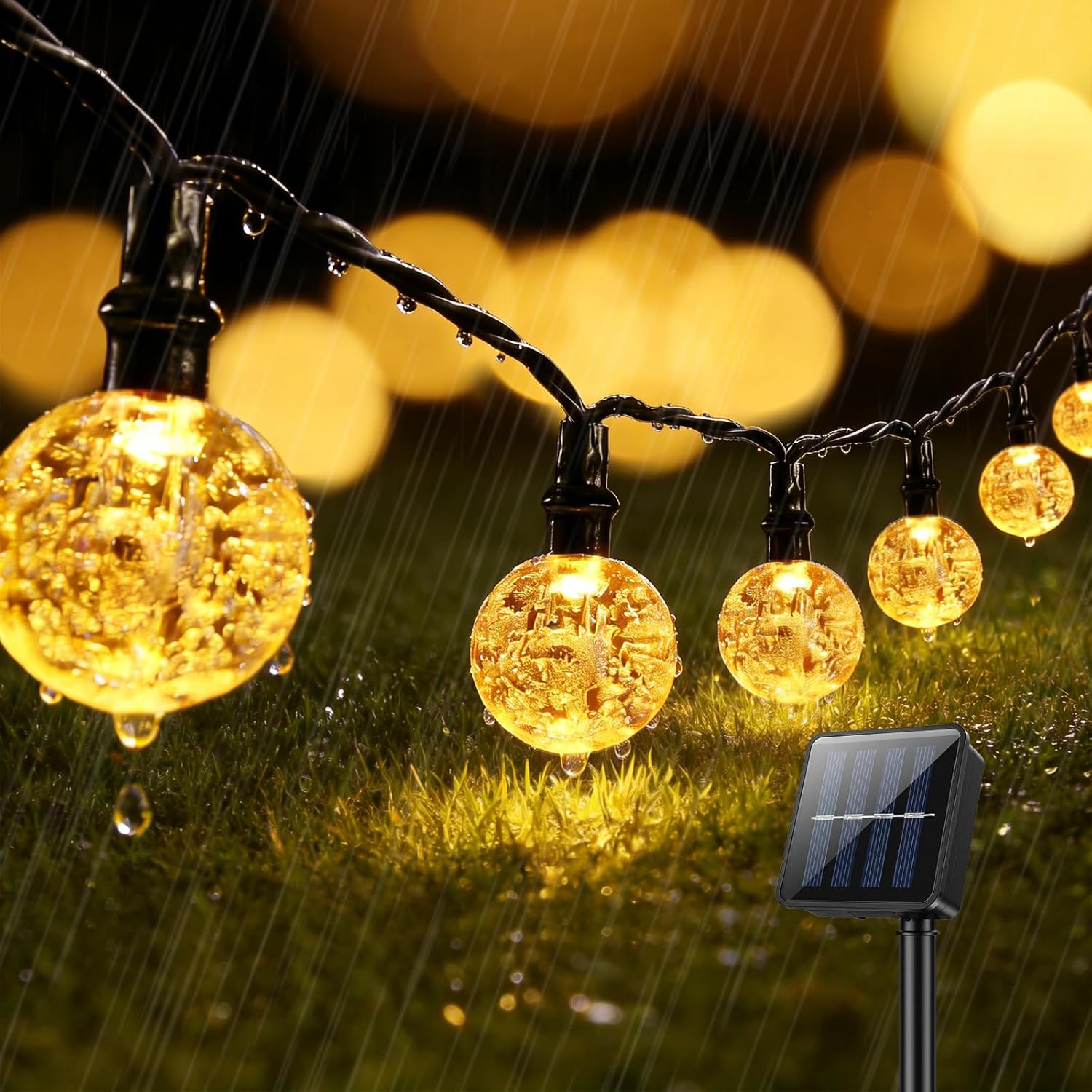 Suright Solar Lichterkette Aussen 8M 30 LED IP65 8 Modi Garten Balkon 8m-14m