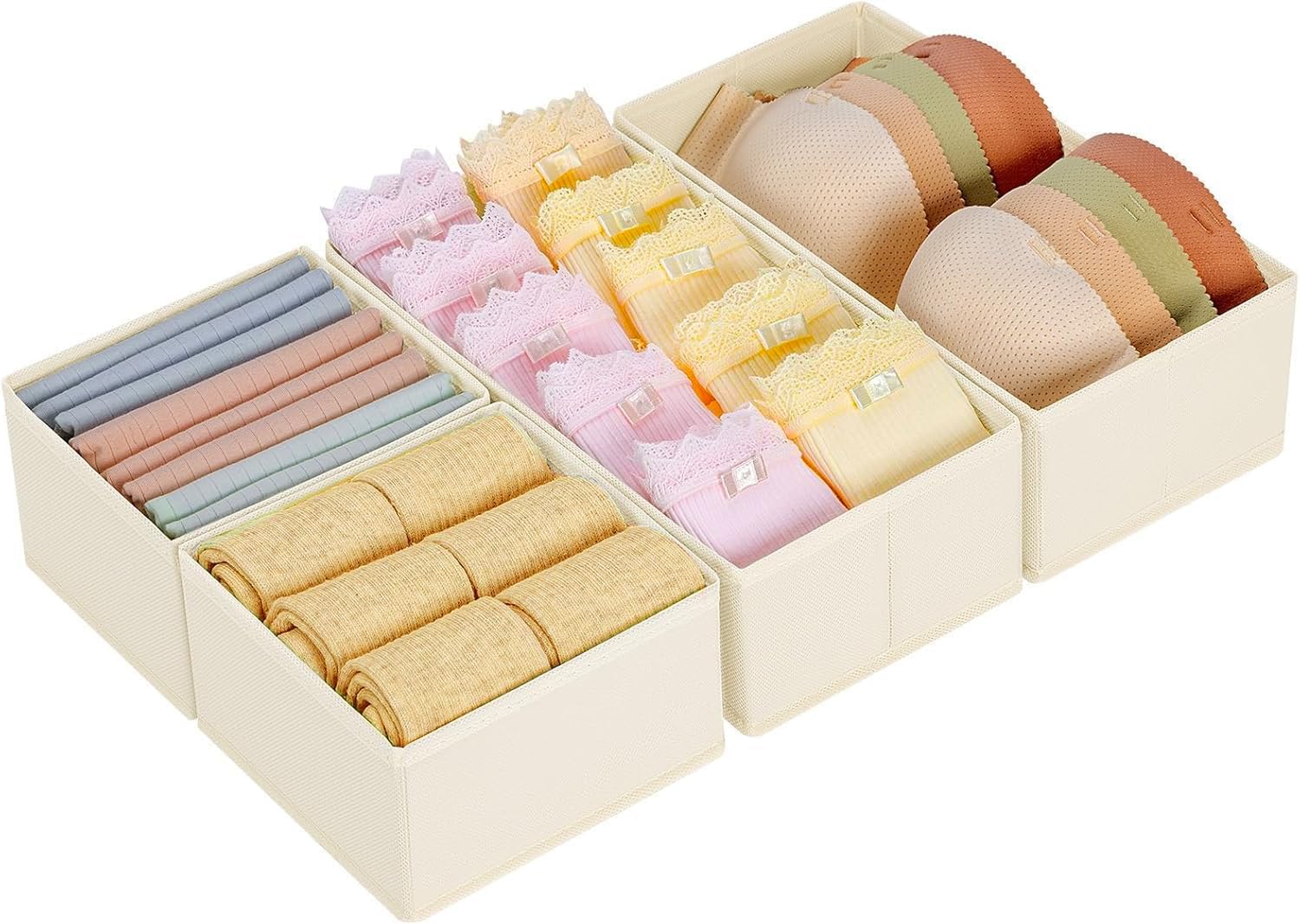 Kleiderschrank Organizer 12er Set faltbare Stoffboxen Beige