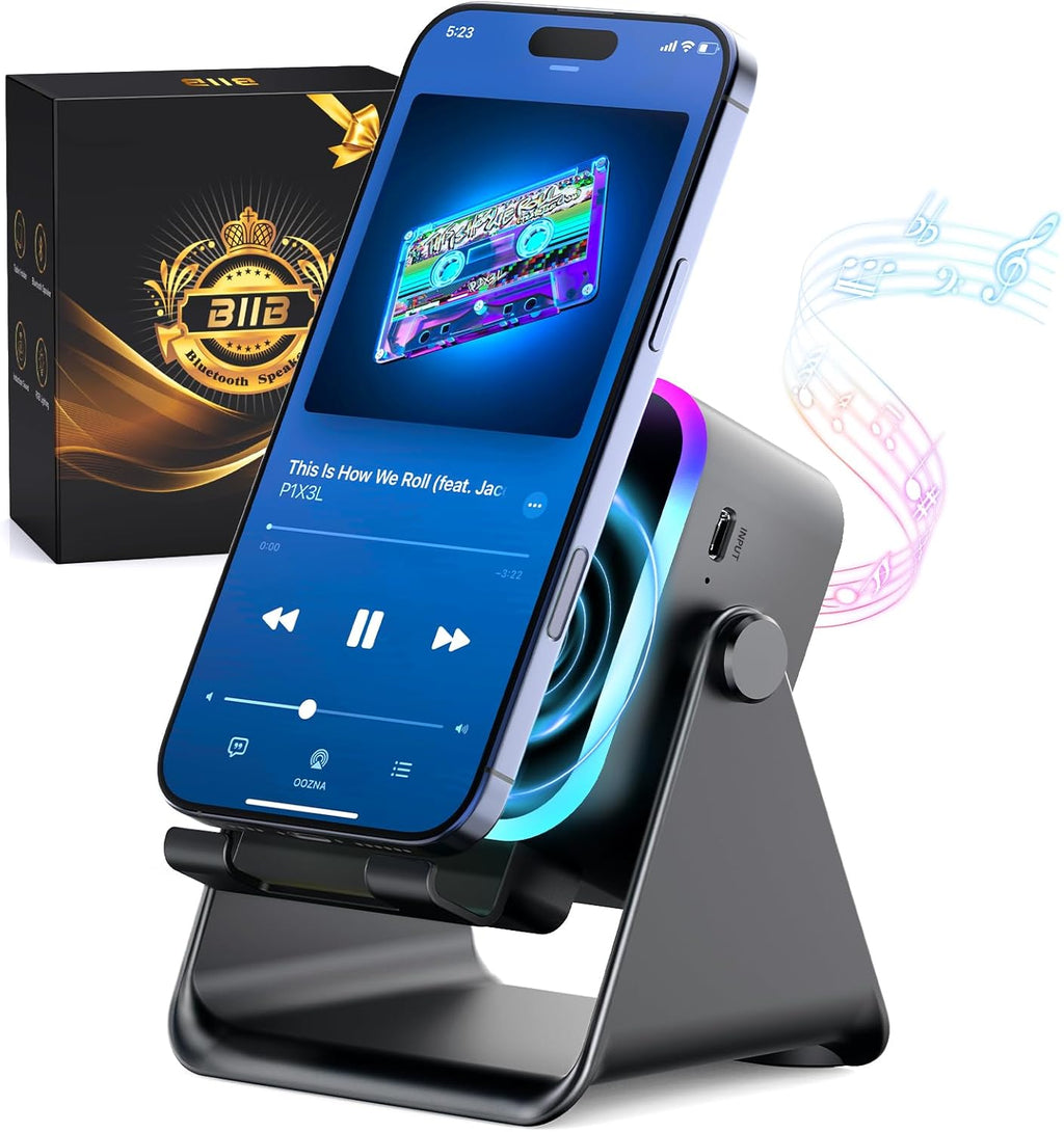 BIIB Bluetooth Induktionslautsprecher mit Telefonstaender Geschenk fuer Maenner