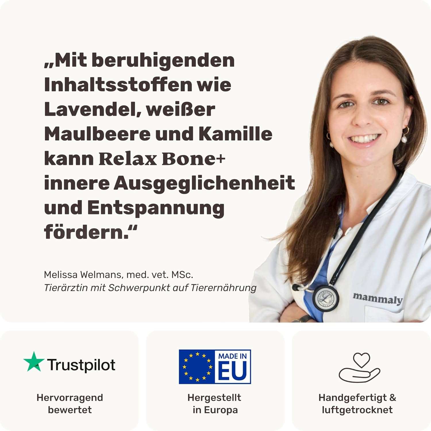 Mammaly Relax Bone Kauknochen 12 cm Rinderhaut Kamille Lavendel