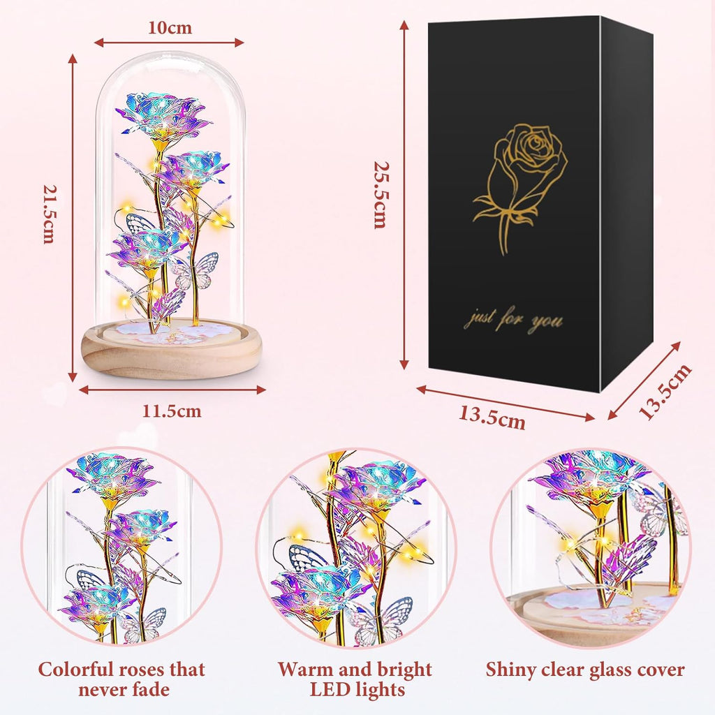 Ewige Rose im Glas Geschenk fuer Frau Freundin Hochzeitstag Dekoration