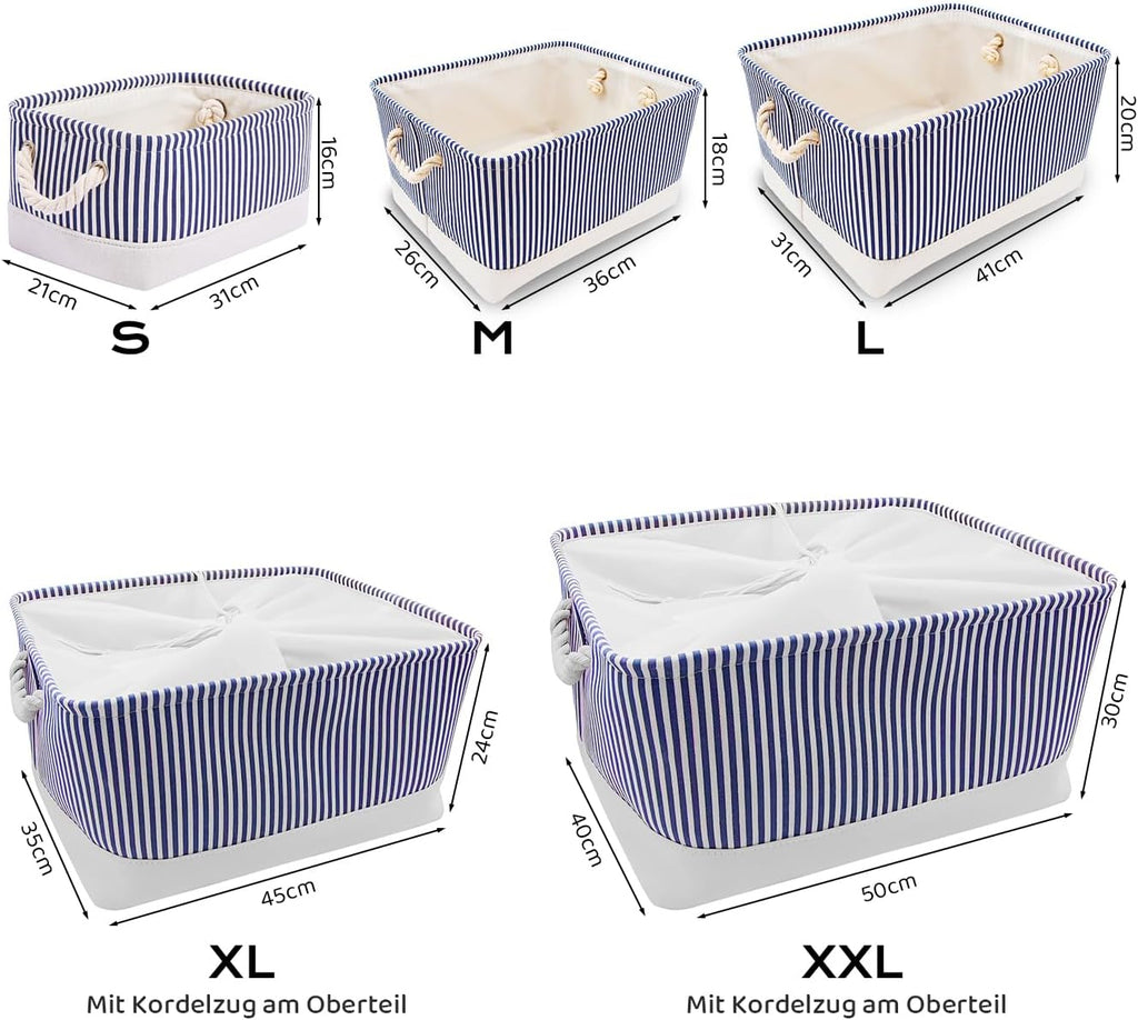 Aufbewahrungsbox Leinen mit Seilgriffen, waschbar, Grau, S-XXL