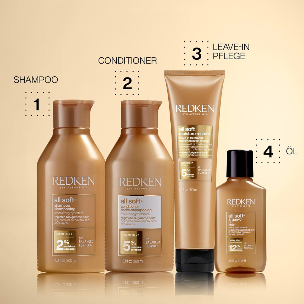Redken All Soft Shampoo fuer trockenes bruechiges Haar mit Arganoel Omega-6