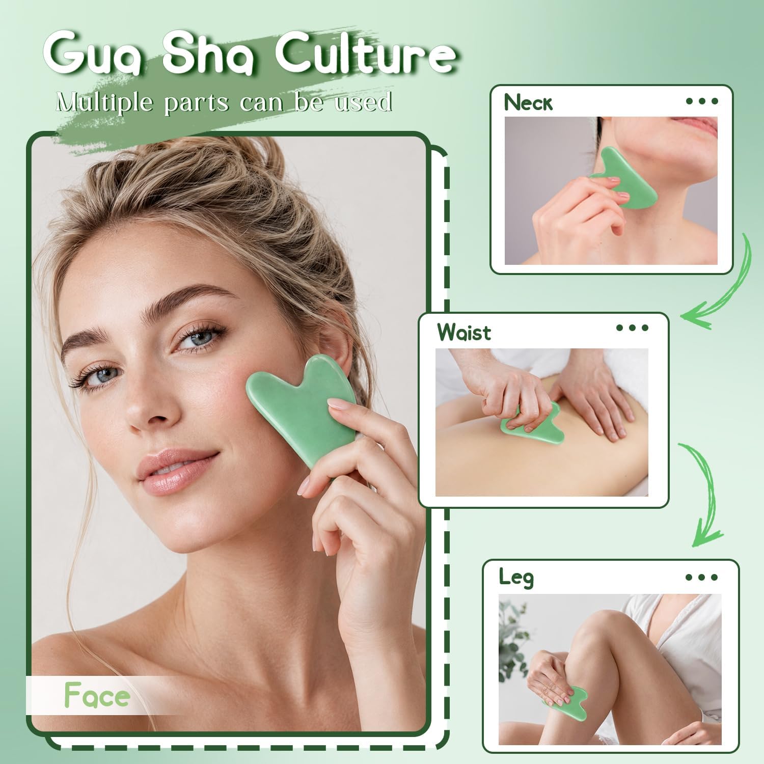 Flagest Gua Sha Rosenquarz Herzform Gesichtsmassage Anti Falten Tool