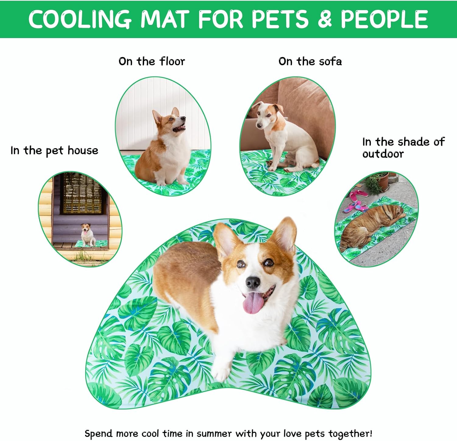 Qoosea Kuehlmatte fuer Hunde und Katzen 50x65 cm Selbstkuehlendes Gel 4cm-65cm