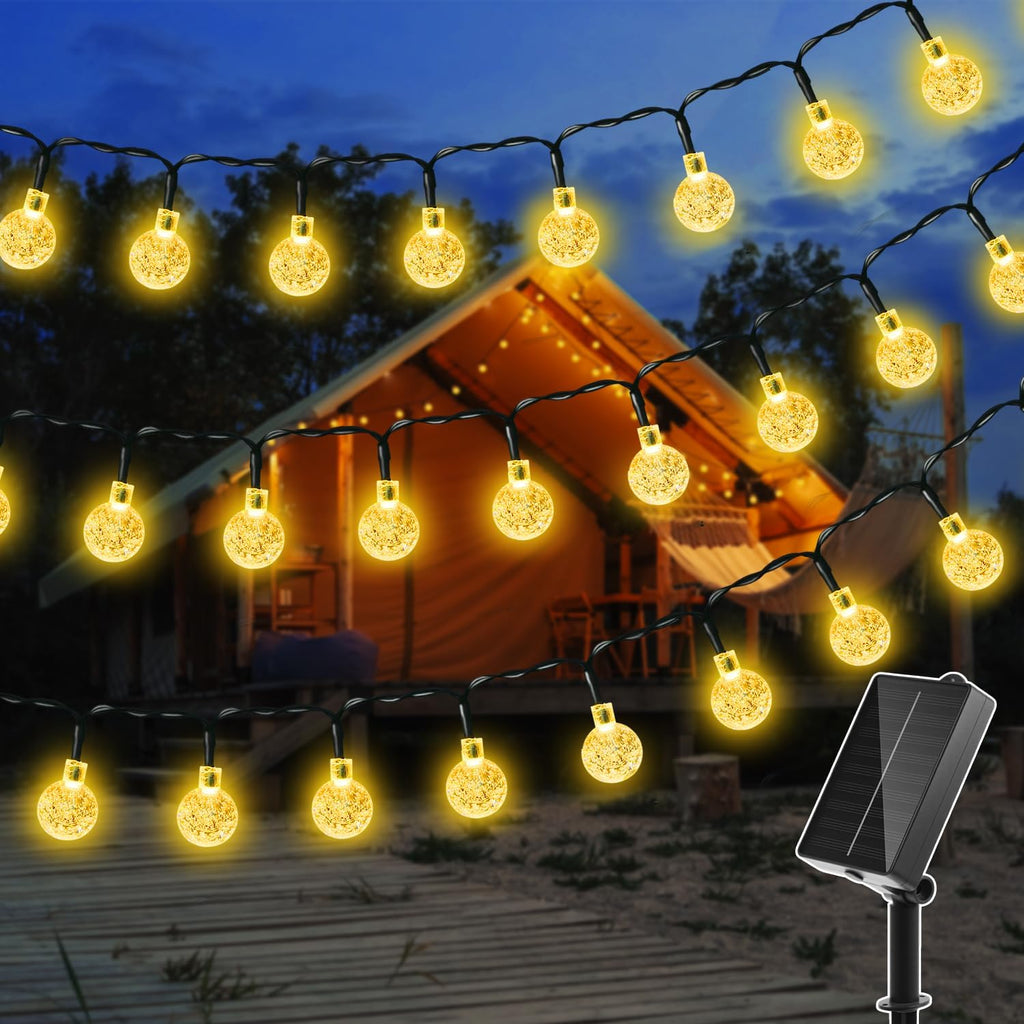 Ollny Solar Lichterkette Aussen 5 m 30 LED IP65 warmweiss 8 Modi fuer Garten