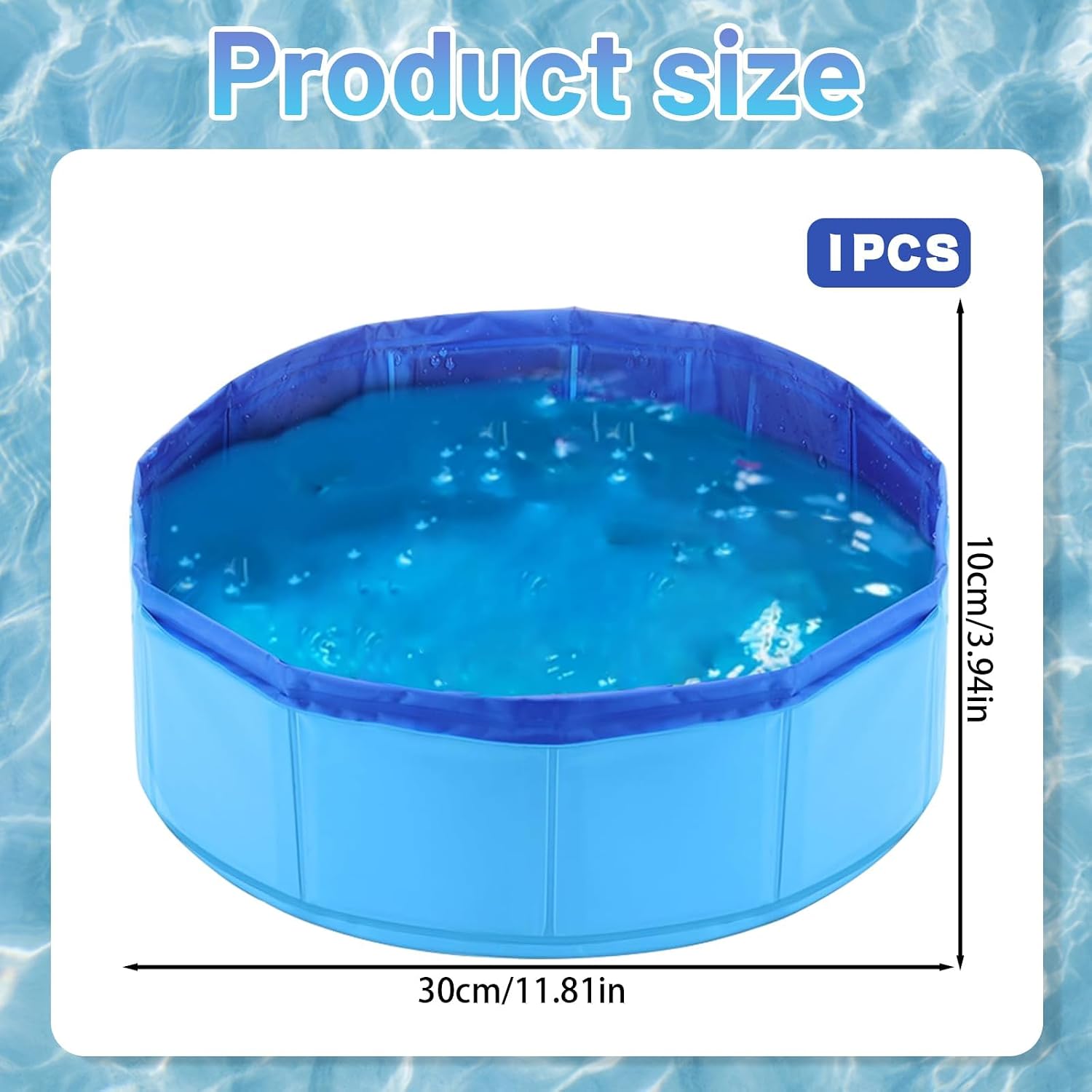 Katzenpool 30×10 cm rutschfester Mini-Pool fuer Katzen und Hunde Blau