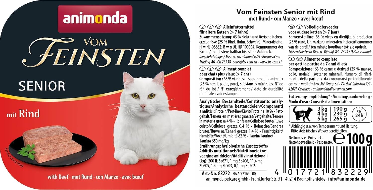 Animonda Vom Feinsten Senior Gefluegel Katzenfutter nass 32x100g, verschiedene So