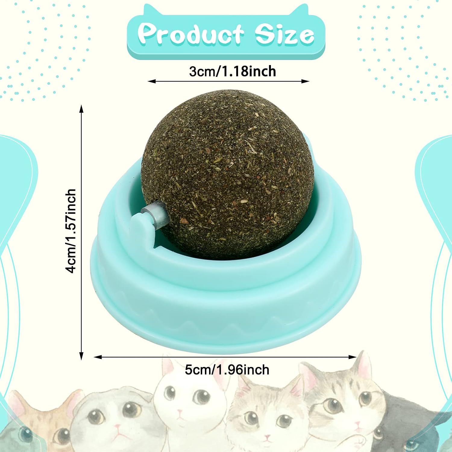 4er Set Katzenminze Spielbälle drehbar | Catnip Balls für Katzen
