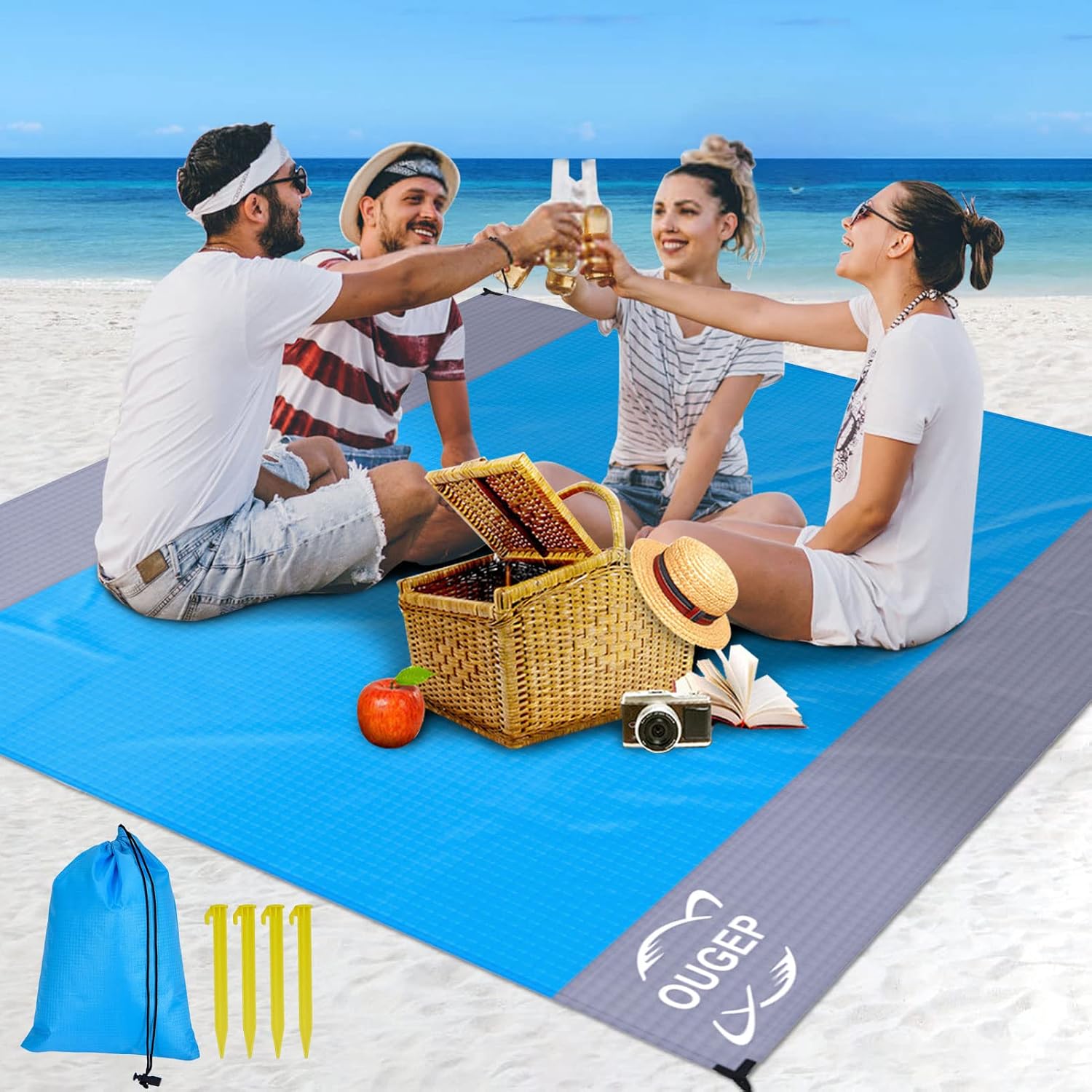 Stranddecke sandfrei wasserdicht 200x230 cm Strandtuch Strandmatte 230cm-300cm