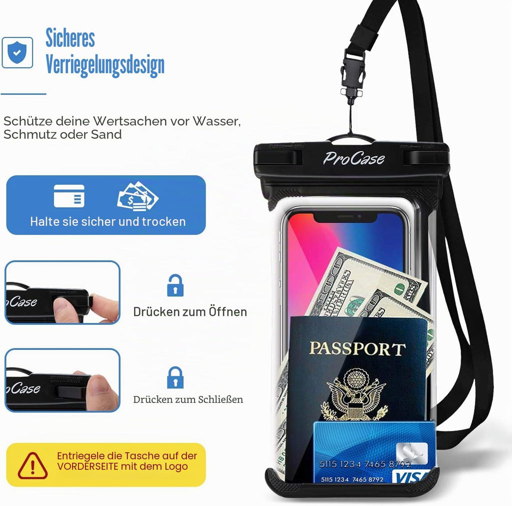 ProCase 2er Set wasserdichte Universal-Handytasche IPX8 bis 7 Zoll