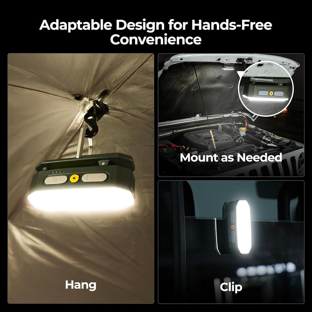 BougeRV AL01 Campinglampe 380 lm, aufladbar 3200 mAh, Sensor, Haken & Magnet