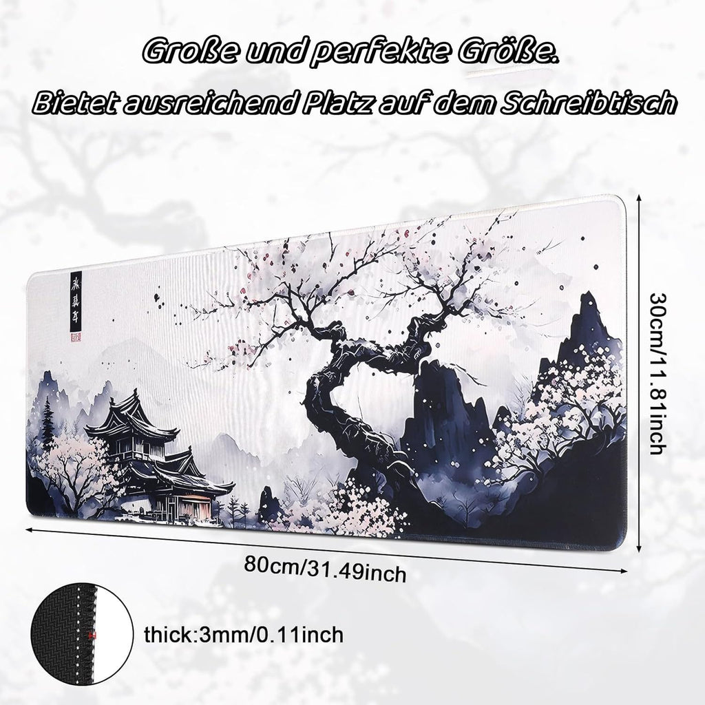 Gaming Mauspad Kirschbluete Weiss gross rutschfest Schreibtisch Matte