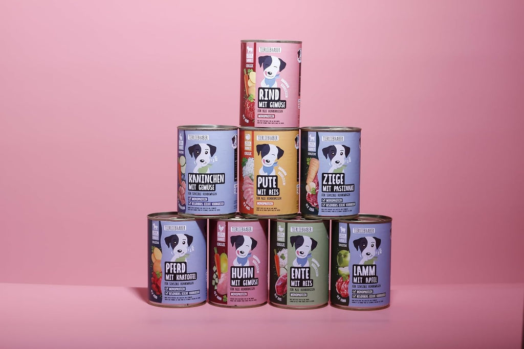 TIERLIEBHABER Hundenassfutter Dose 91% Fleischanteil 8 Sorten Packung
