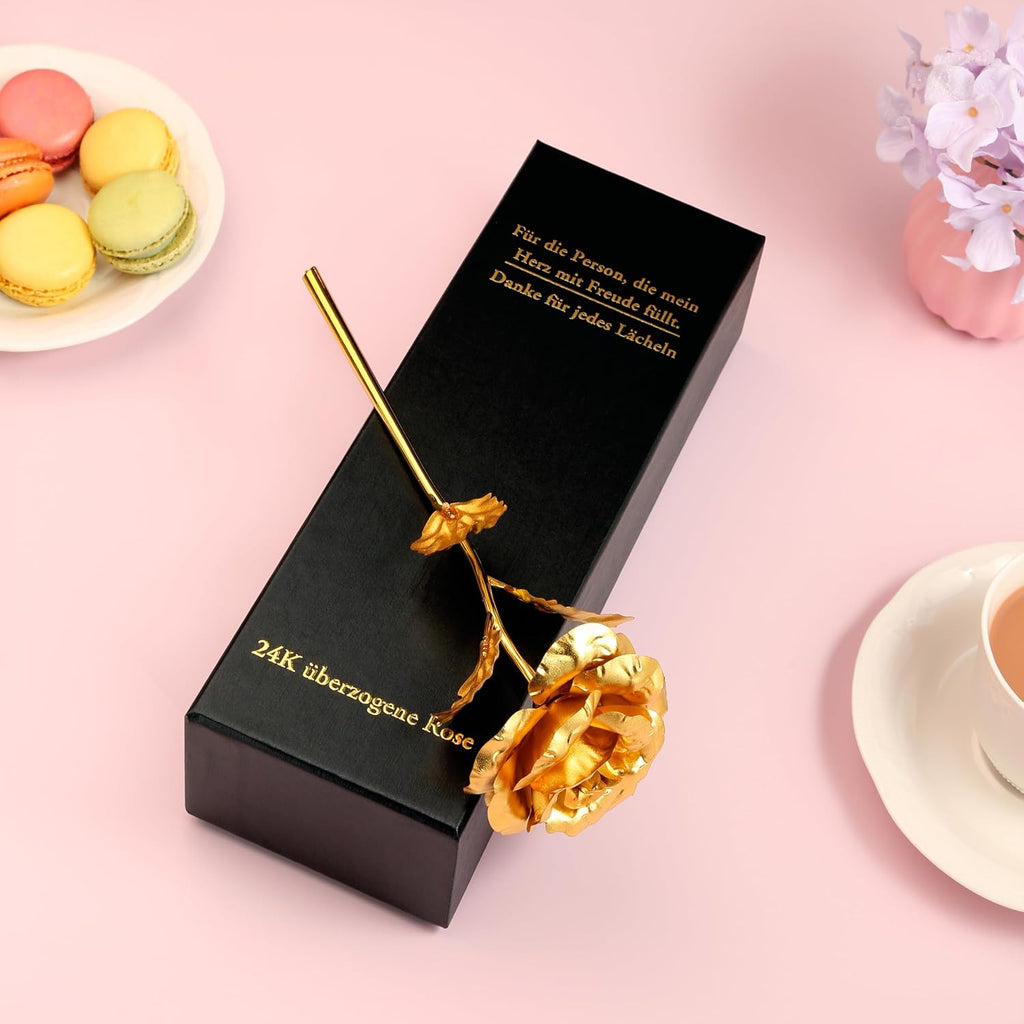 Ewige Gold Rose in Geschenkbox Valentinstag Geschenk fuer Freundin Ehefrau