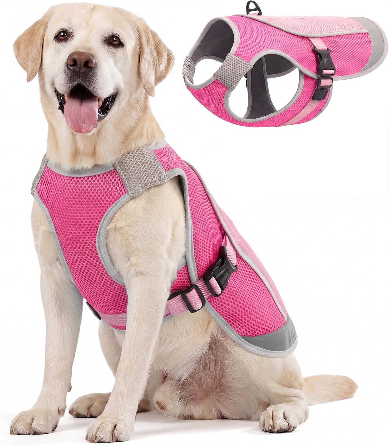 Kuoser Hundekuehlweste Blau verstellbar S-XXL atmungsaktiv mit D-Ring