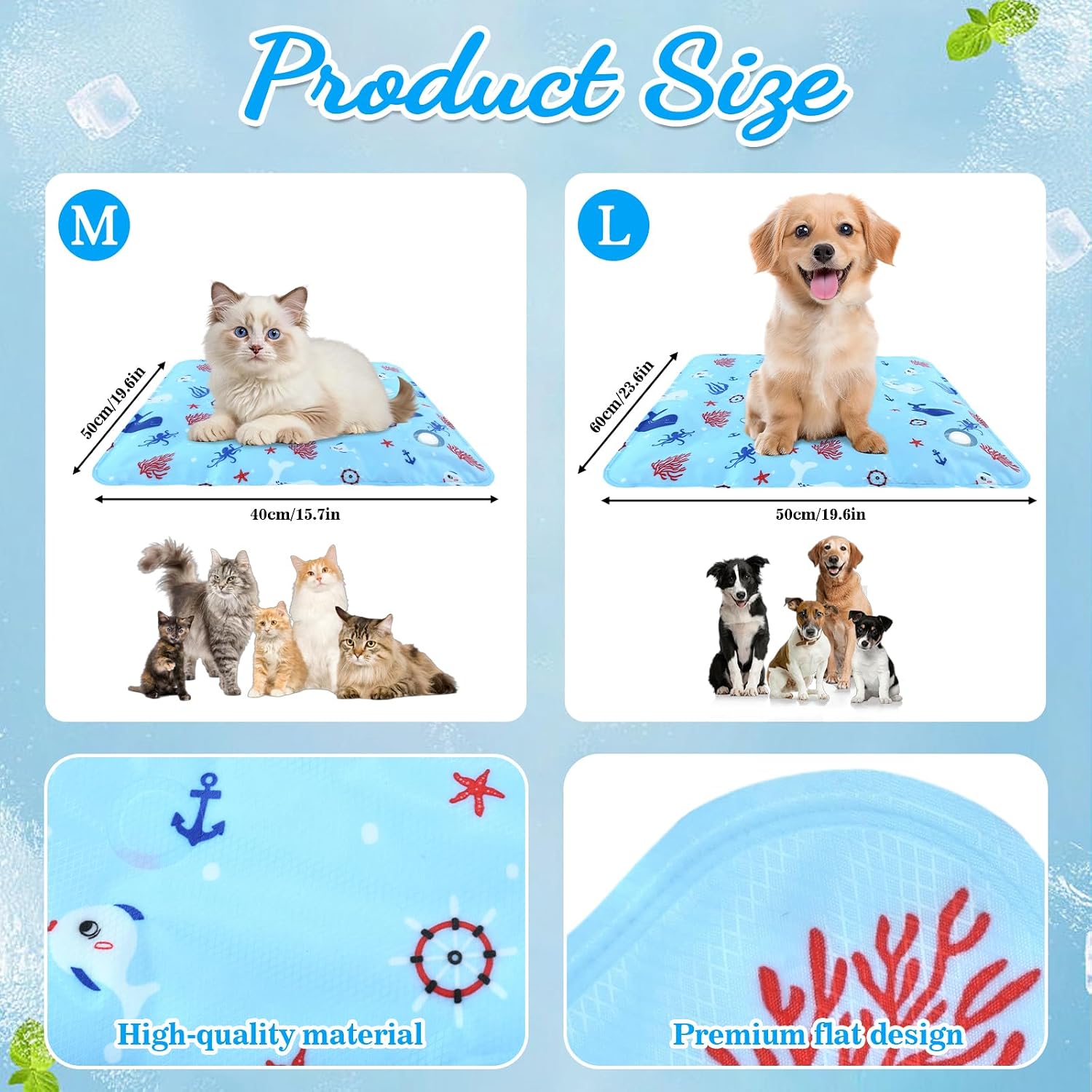 Selbstkuehlende Kuehlmatte 1cm fuer Hunde Katzen wasserdicht wiederverwendbar