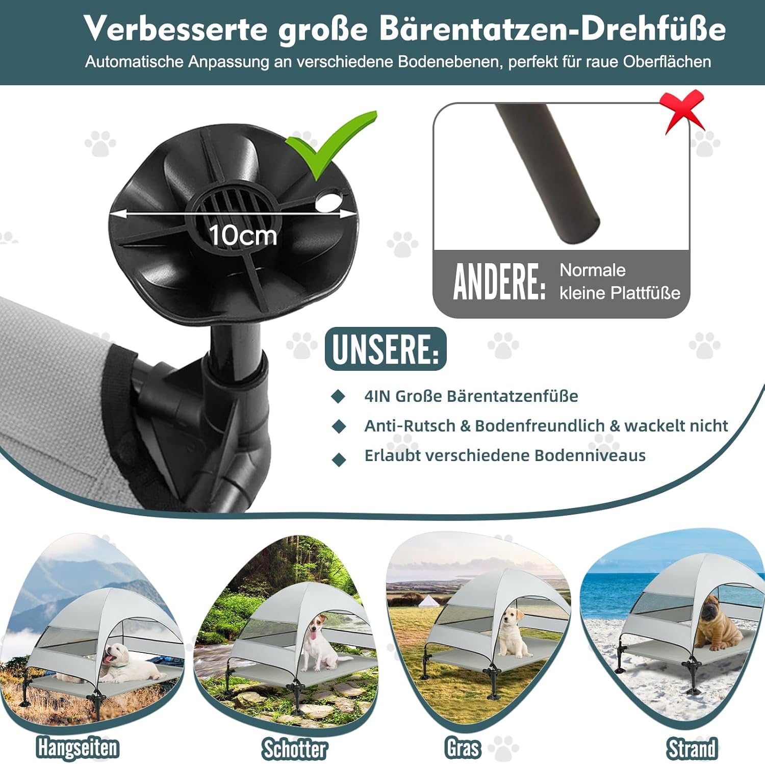 Snagle Paw Hundeliege mit Dach erhoehtes Design wasserdicht fuer grosse Hunde