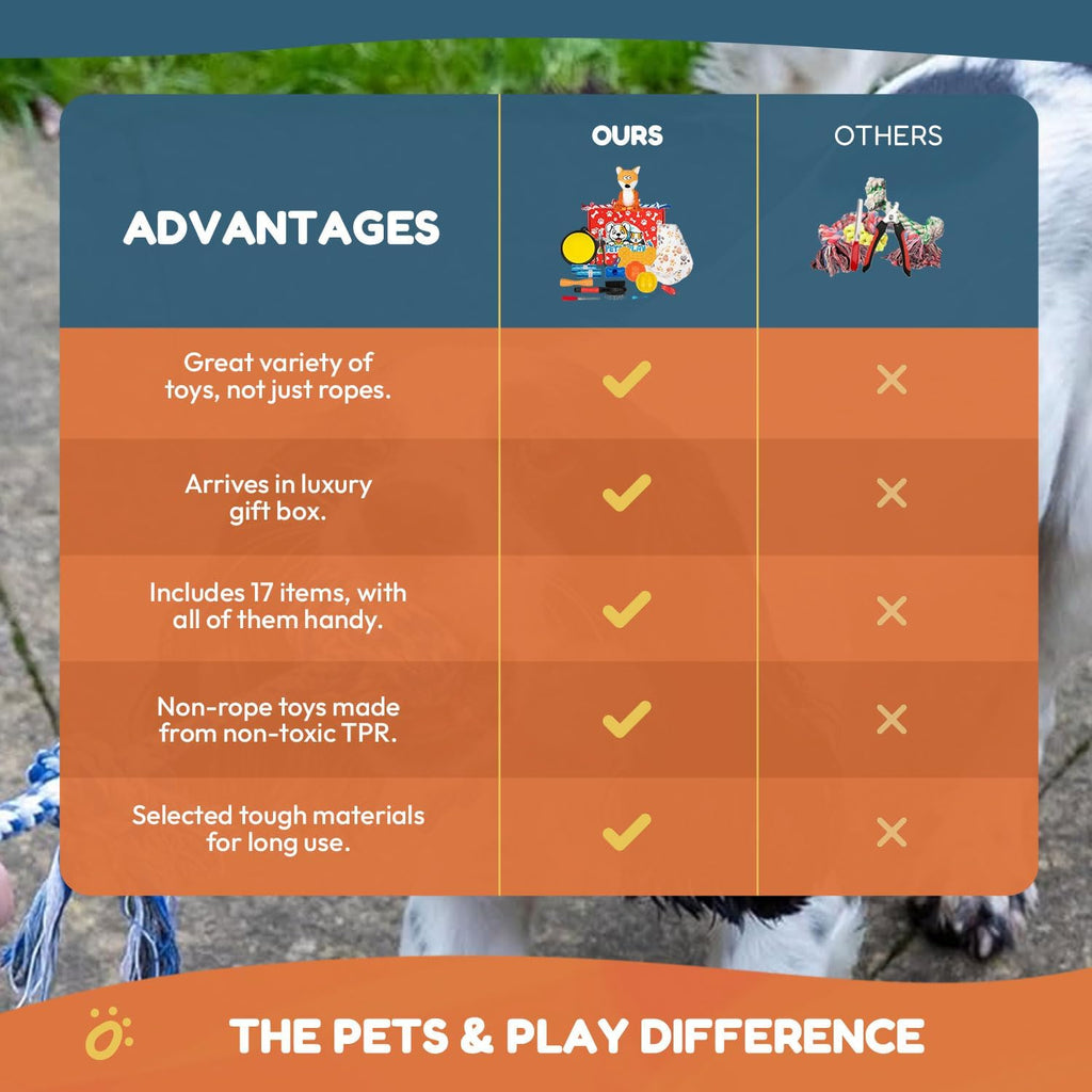Pets & Play Welpen Starter Set 17 Teile fuer Pflege Spiel und Reise