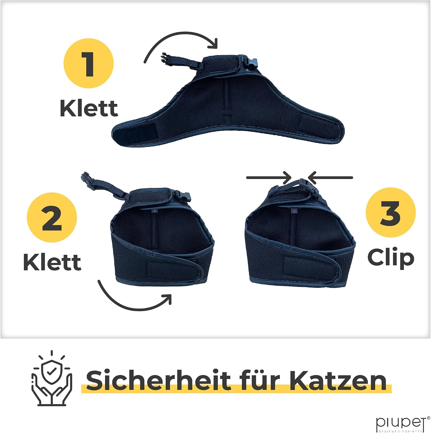 PiuPet Katzengeschirr M mit 1,2 m Leine, Anti-Ausbruch Halsband für Kätzchen