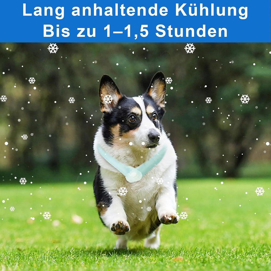 DEWEL Kuehlhalsband fuer Hunde bis 47 cm 360° Nackenkuehlschlauch Gruen