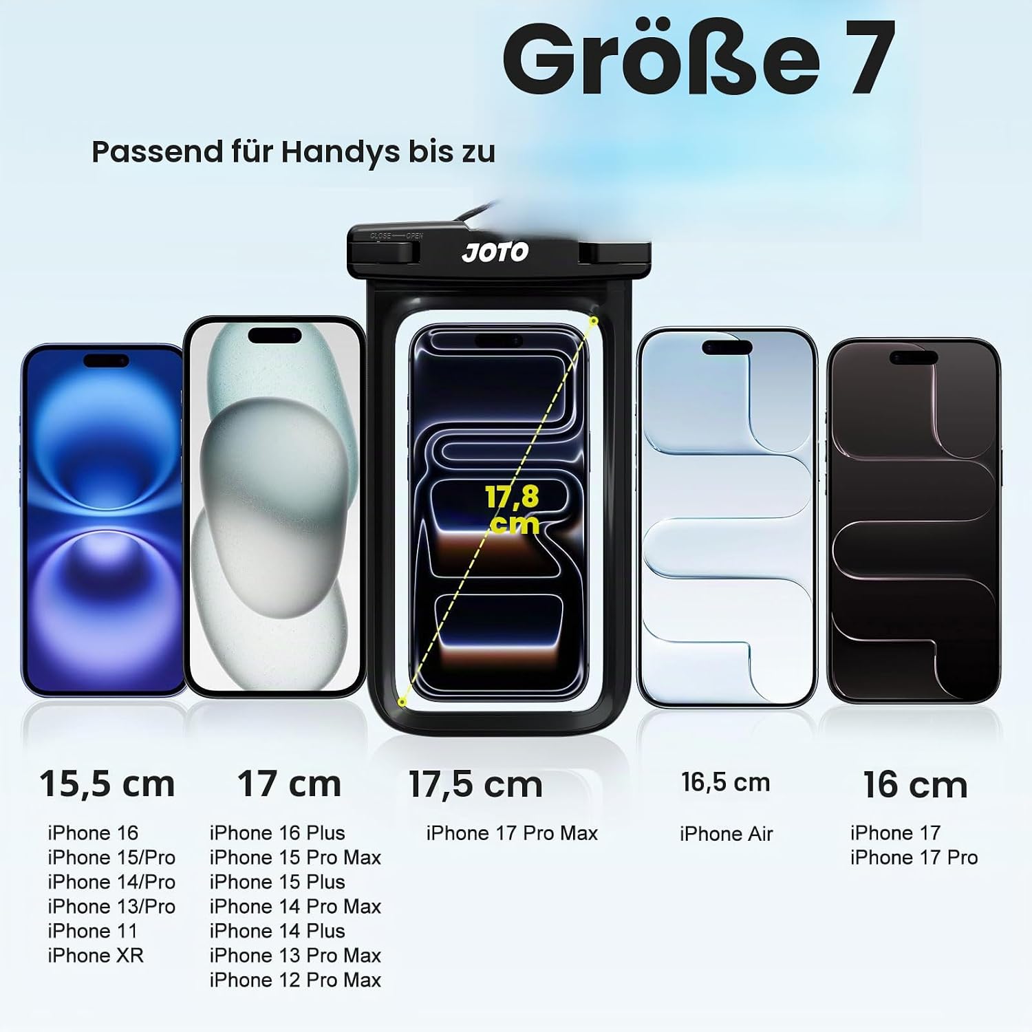 JOTO wasserdichte Universal Handytasche bis 7" IPX8 Schutz fuer iPhone Galaxy Xia