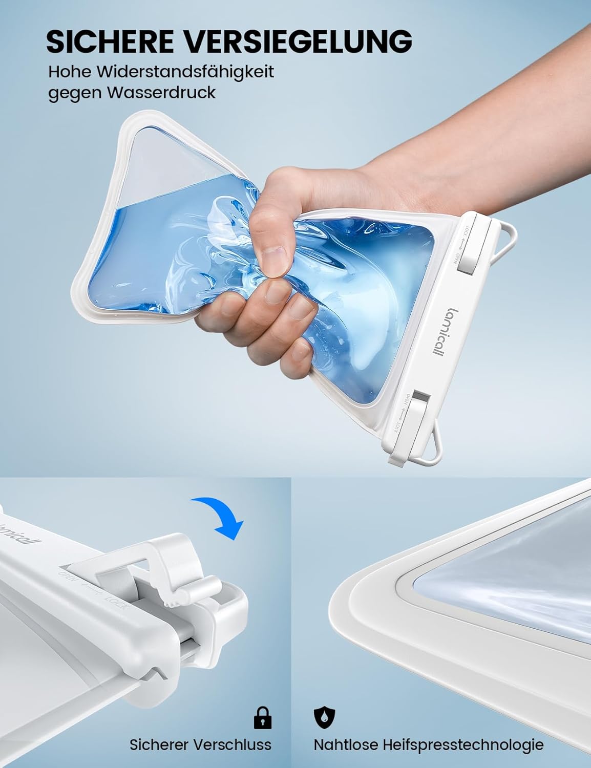 Lamicall IPX8 wasserdichte Handytasche mit doppelter Tasche bis 7,5