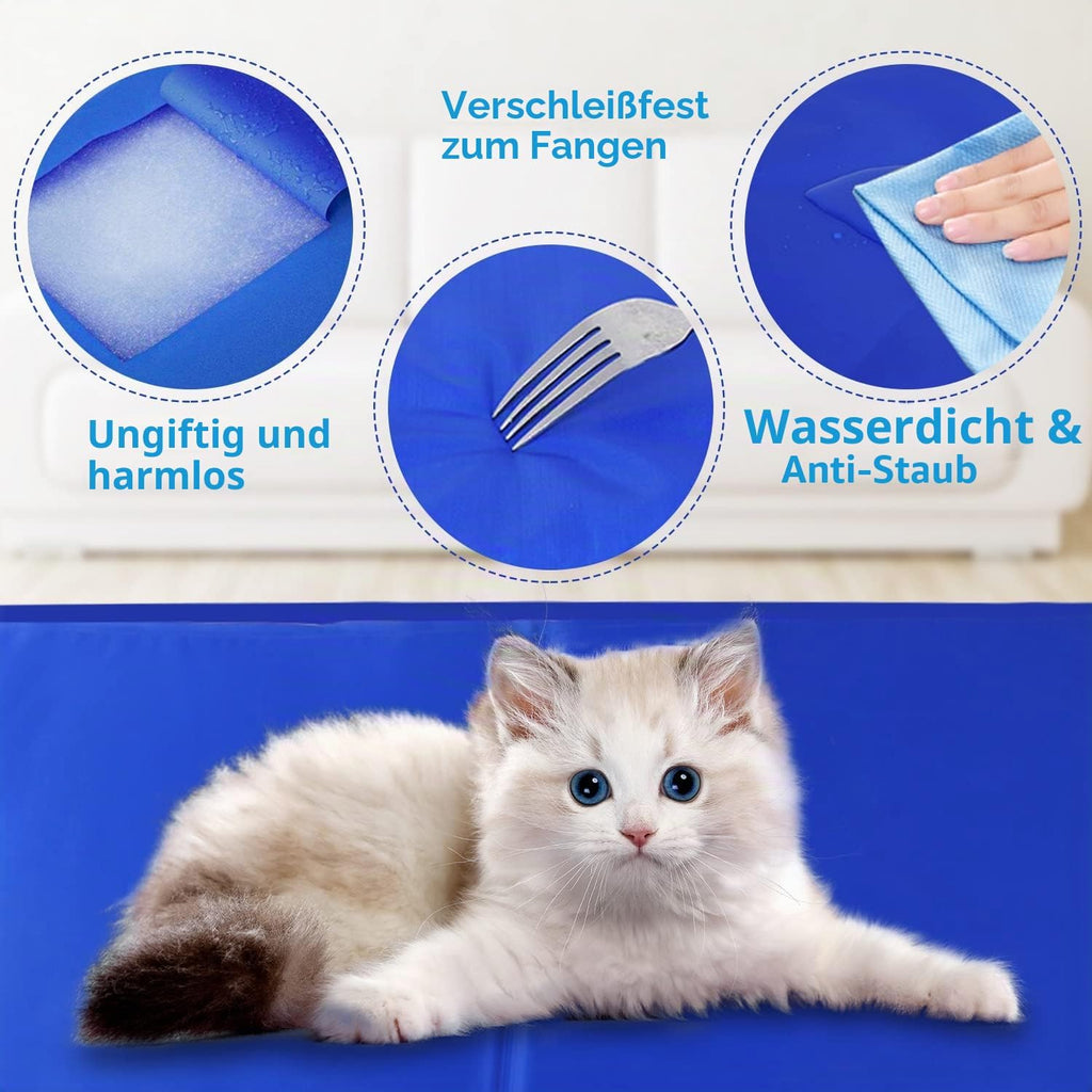 Nobleza Kuehlmatte fuer Hunde 65x50 cm Blau selbstkuehlend Gel 1cm-2cm