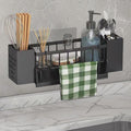 Haengender Spuelbecken Organizer schwarz Schwammhalter Spueltuchhalter ohne Bohren
