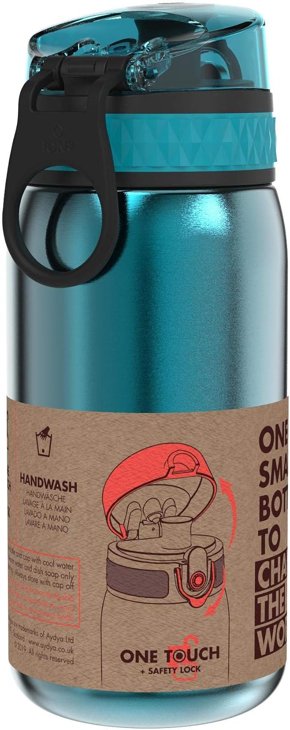 Ion8 Kinder Trinkflasche Edelstahl auslaufsicher Einhand Klappdeckel