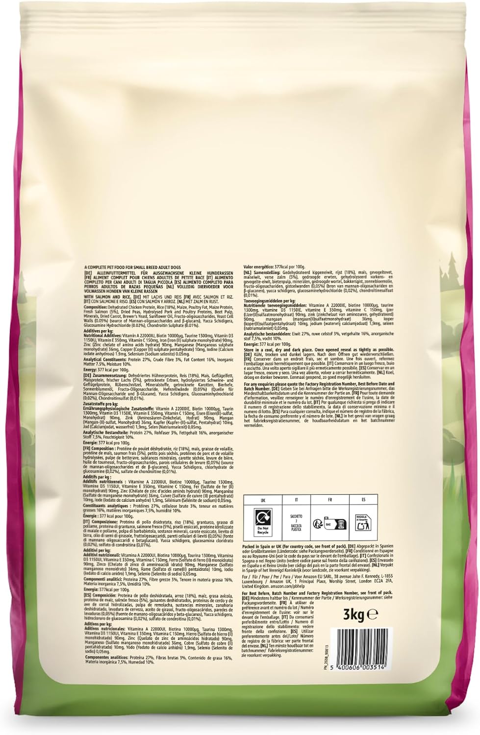 Hundefutter Adult kleinrassen 3 kg Trockenfutter Lachs & Reis