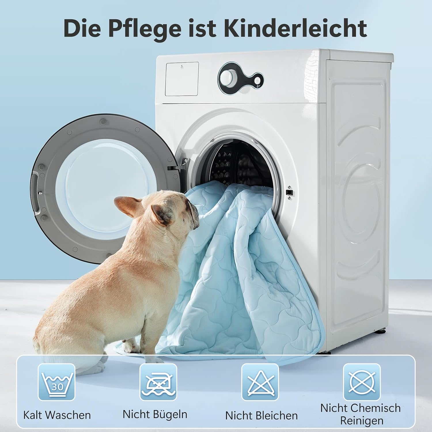 JOEJOY Kuehlmatte fuer Hunde 65x50 cm - selbstkuehlend, waschbar, Grau, 40cm-70cm